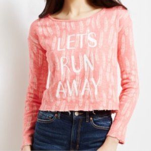 Bethany Mota Let's Run Away Crop Sweatshirt, XS